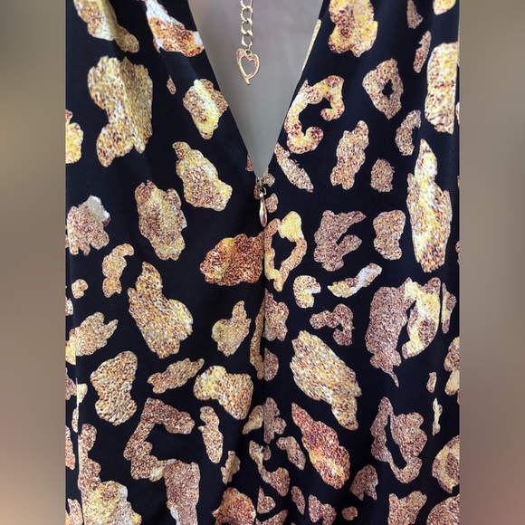 Thalia Sodi Black & Gold Leopard Print Halter Romper Size XS - Picture 5 of 15